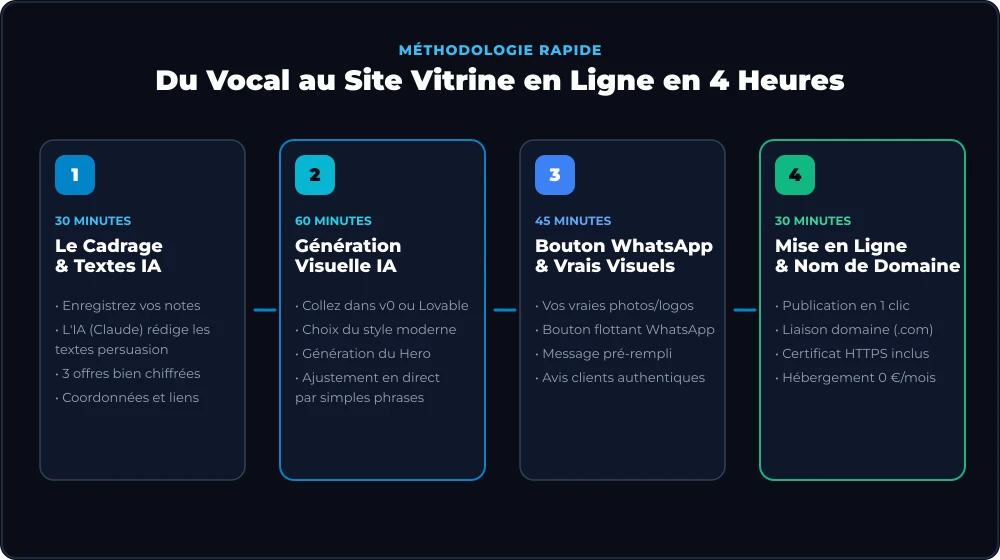 Le pipeline en 4 étapes pour créer son site en 1 après-midi