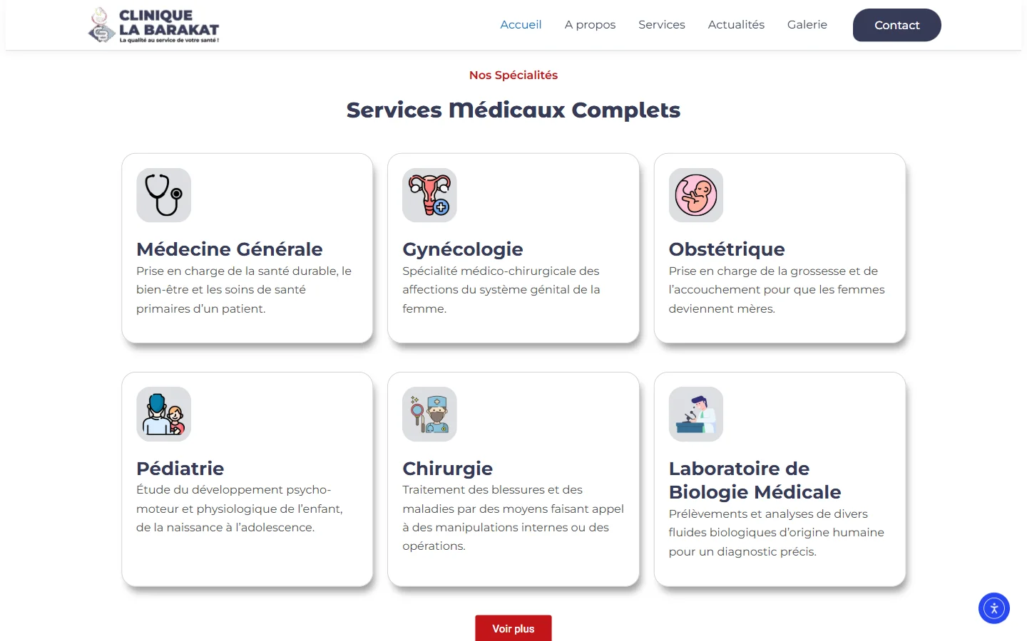 Spécialités médicales de la clinique
