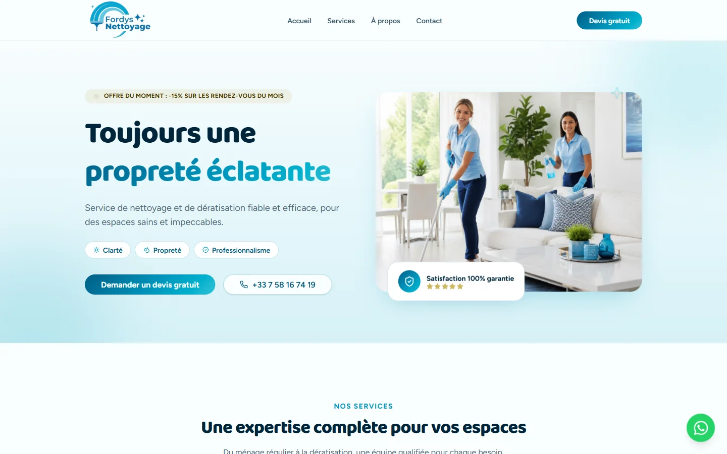Fordys Nettoyage — Site d’une entreprise de nettoyage et de dératisation
