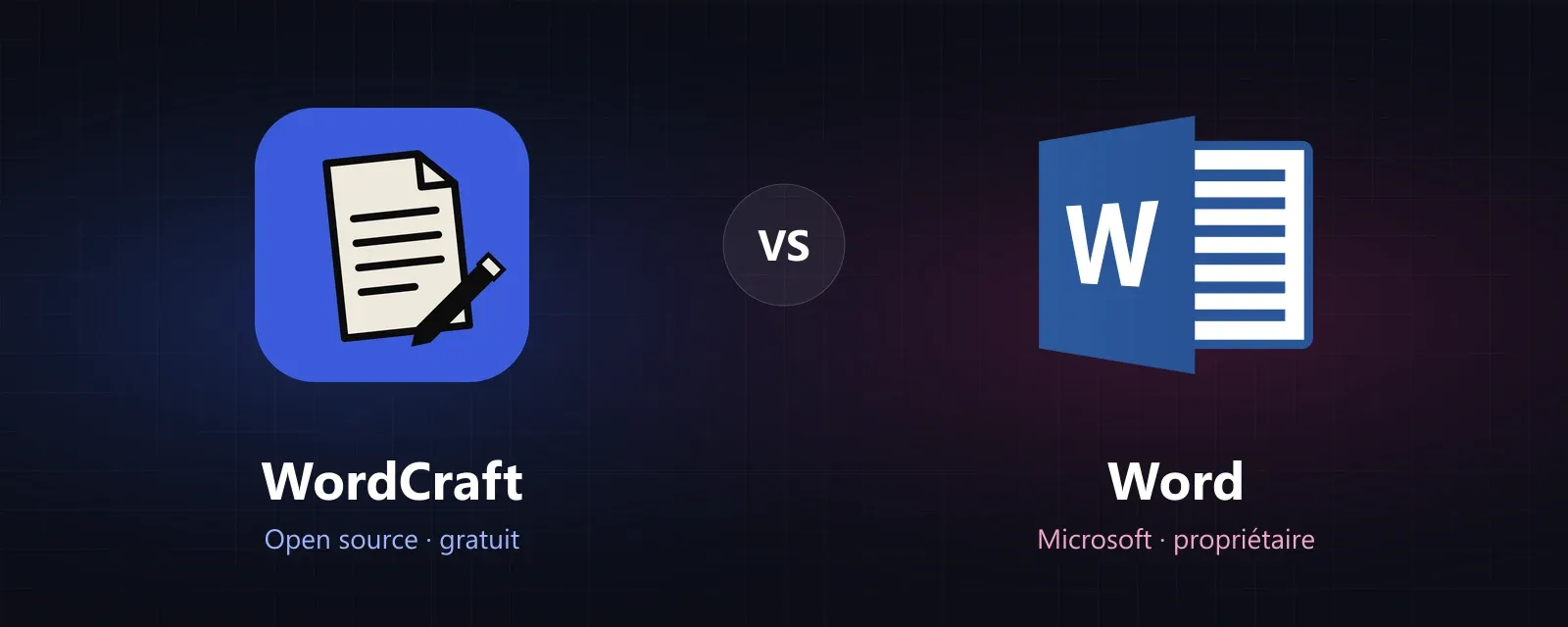 WordCraft (open source) face à Microsoft Word