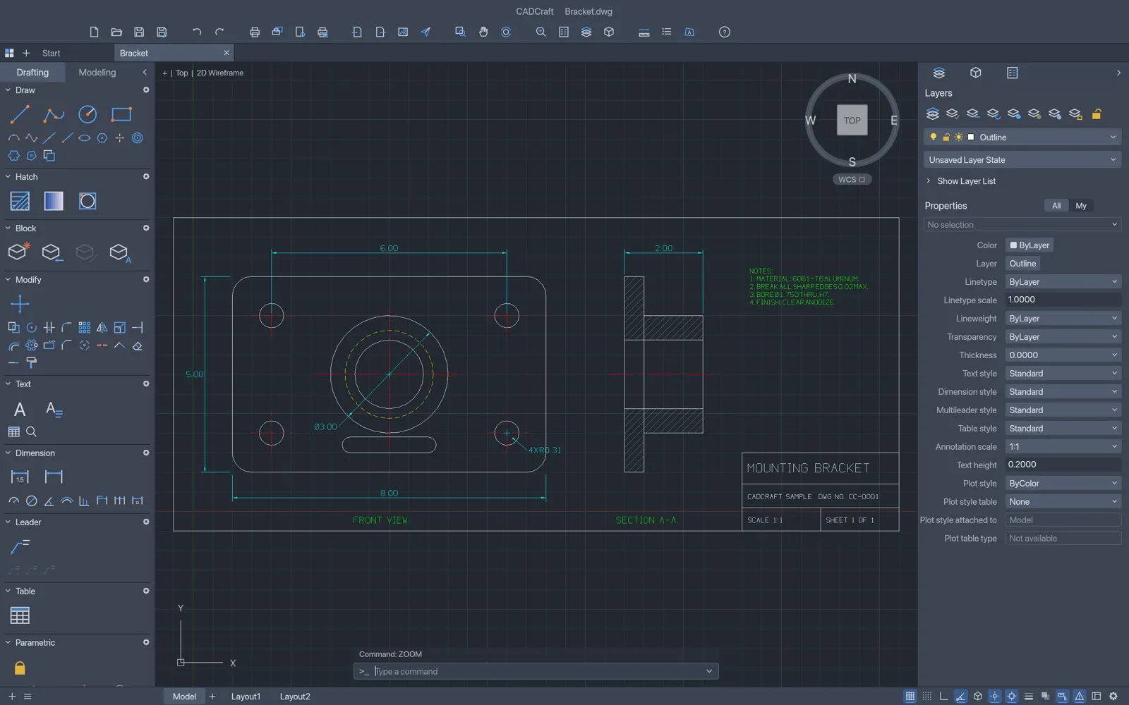 CADCraft : dessin technique d’une pièce (capture officielle)