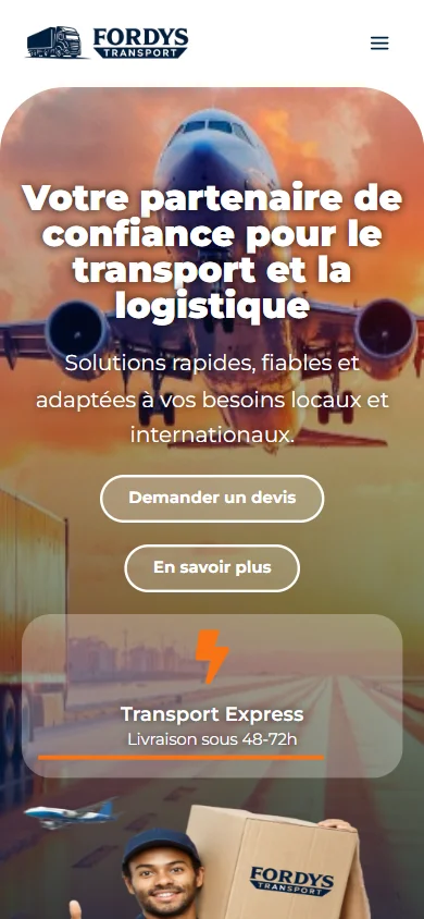Fordys Transport — Site d’un transitaire Europe-Afrique avec demande de devis sur téléphone