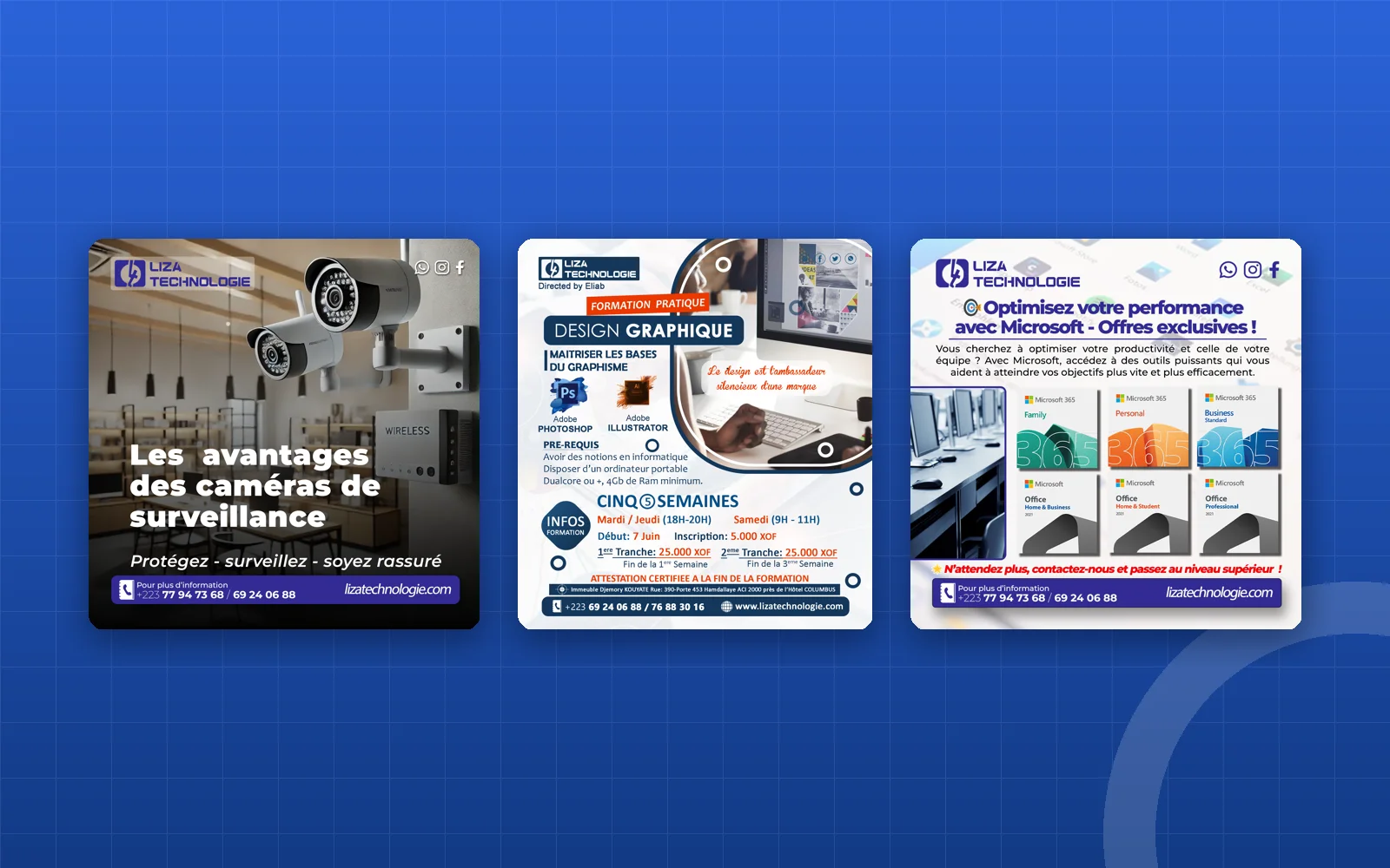 Liza Technologie — Affiches et visuels pour une entreprise informatique