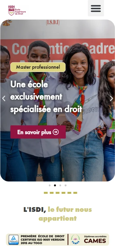 ISDI — Site d’une école supérieure de droit sur téléphone