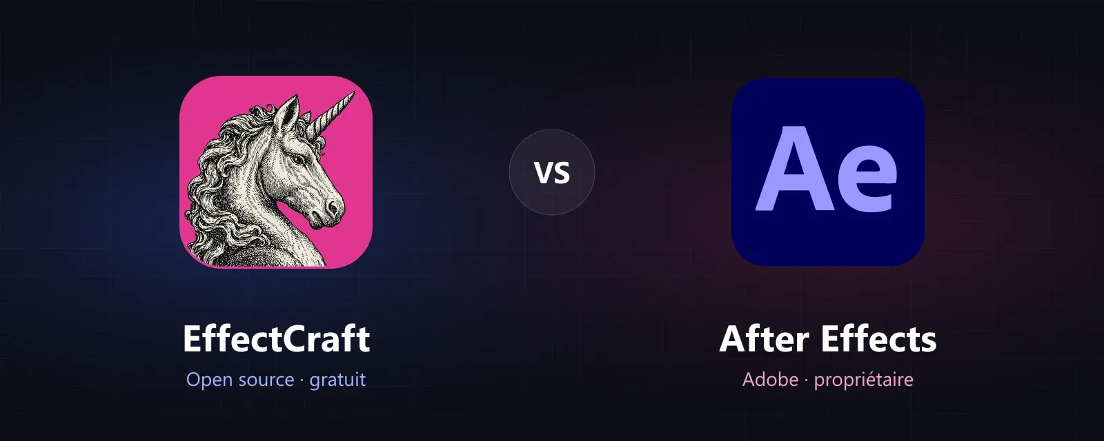 EffectCraft (open source) face à Adobe After Effects