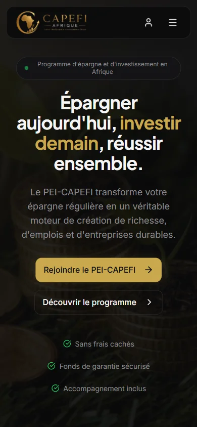 CAPEFI — Plateforme SaaS d’épargne et d’investissement en Afrique sur téléphone