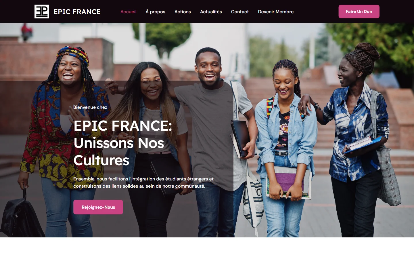 EPIC France — Site d’une association d’entraide pour étudiants étrangers