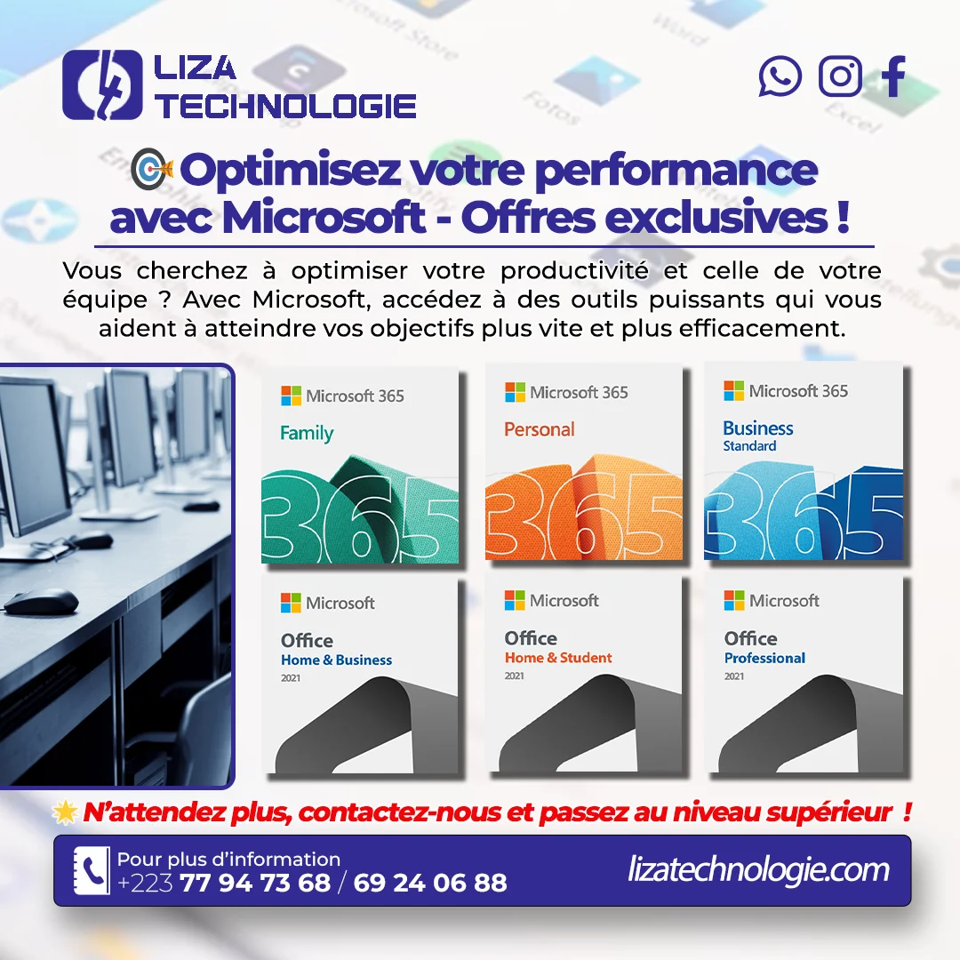 Affiche Liza Technologie : offres Microsoft 365 et Office