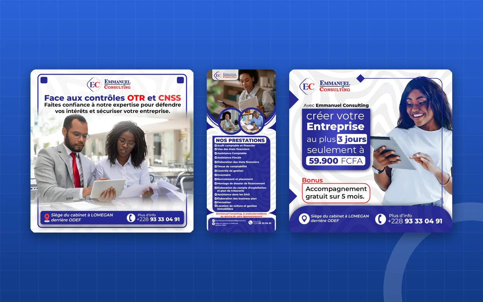 Emmanuel Consulting — Campagne d’affiches et kakémono pour un cabinet d’expertise