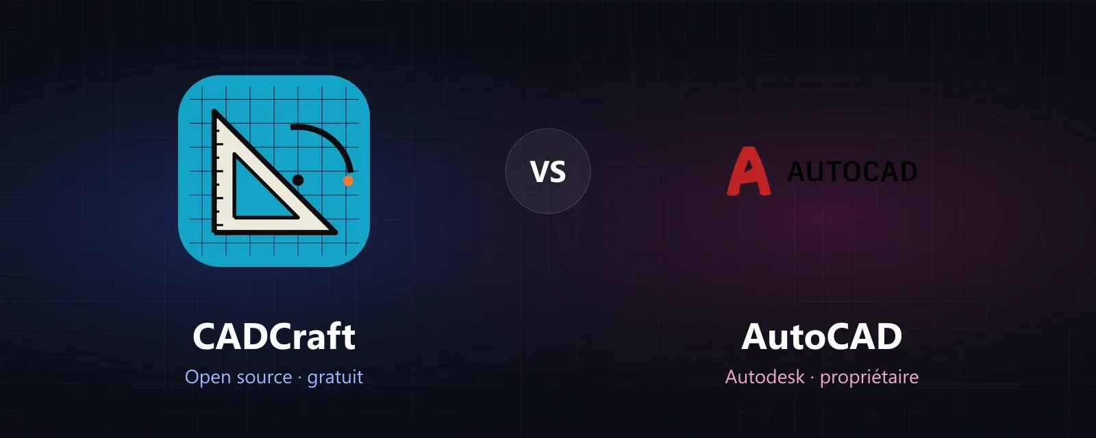 CADCraft (open source) face à Autodesk AutoCAD